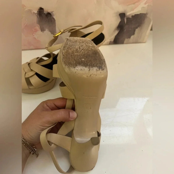 YSL Saint Laurent “Tribute Leather Platform Sandals” - Picture 6 of 10